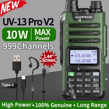 BAOFENG UV13 Pro V2 10 Вт Двухдиапазонное Зарядное Устройство TypeC Водонепроницаемое CB-радио 16 КМ Большой Дальности Радиолюбителей Walkie Talkie UV-5R Двухстороннее Радио