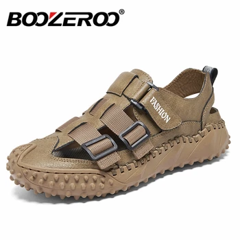 BOOZEROO/ Классические Мужские летние удобные Сандалии; Дышащая, нескользящая, прочная повседневная обувь; Роскошная Мягкая Уличная обувь в Римском стиле