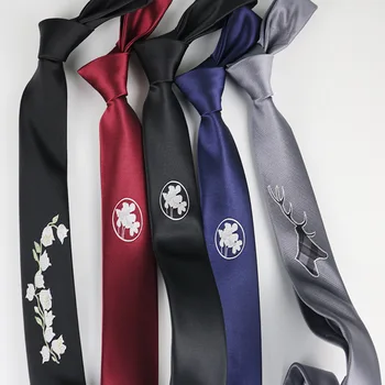 Абсолютно 100% Новый мужской галстук с вышивкой в виде оленя и животного для мужчин, узкий 5 см, Классический деловой галстук для вечеринки, аксессуары для костюмов