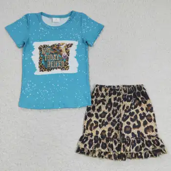 Горячие Продажи RTS Sassy Girls Синий Костюм из 2 предметов, Леопардовая Одежда для Малышей, Летние Комплекты для Малышей