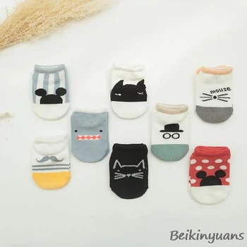 Детские летние тонкие чесаные хлопчатобумажные носки-лодочки для малышей 0-3 лет, мужские и женские хлопчатобумажные нескользящие пластиковые носки для малышей
